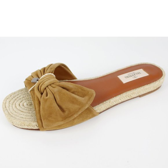 NEW VALENTINO GARAVANI Suede Bow Espadrille Slide Sandal - Picture 5 of 15